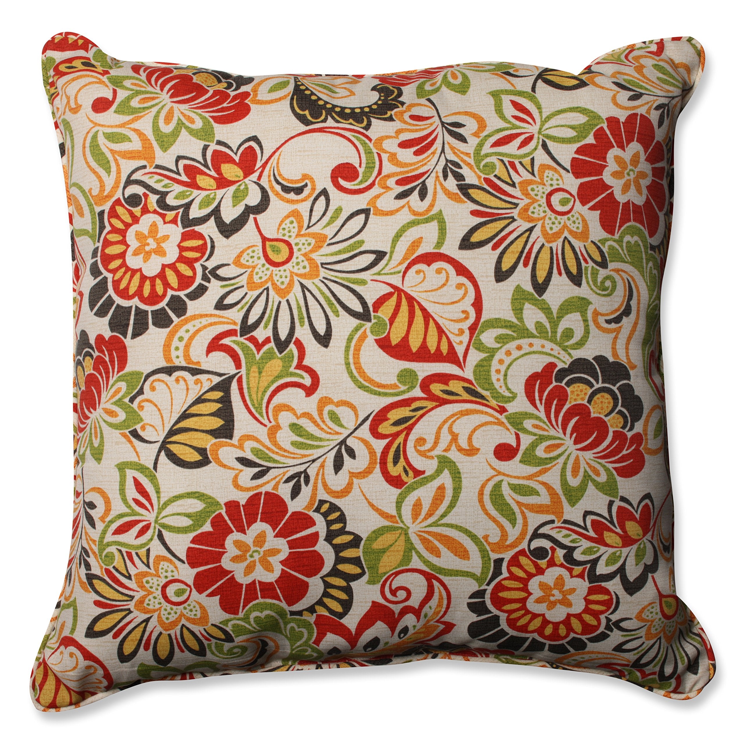 Pillow Perfect Bright Floral Indoor/Outdoor Accent Throw Pillow Plush Fill, Weather, And Fade Resistant, Floor - 25' X 25', Gr