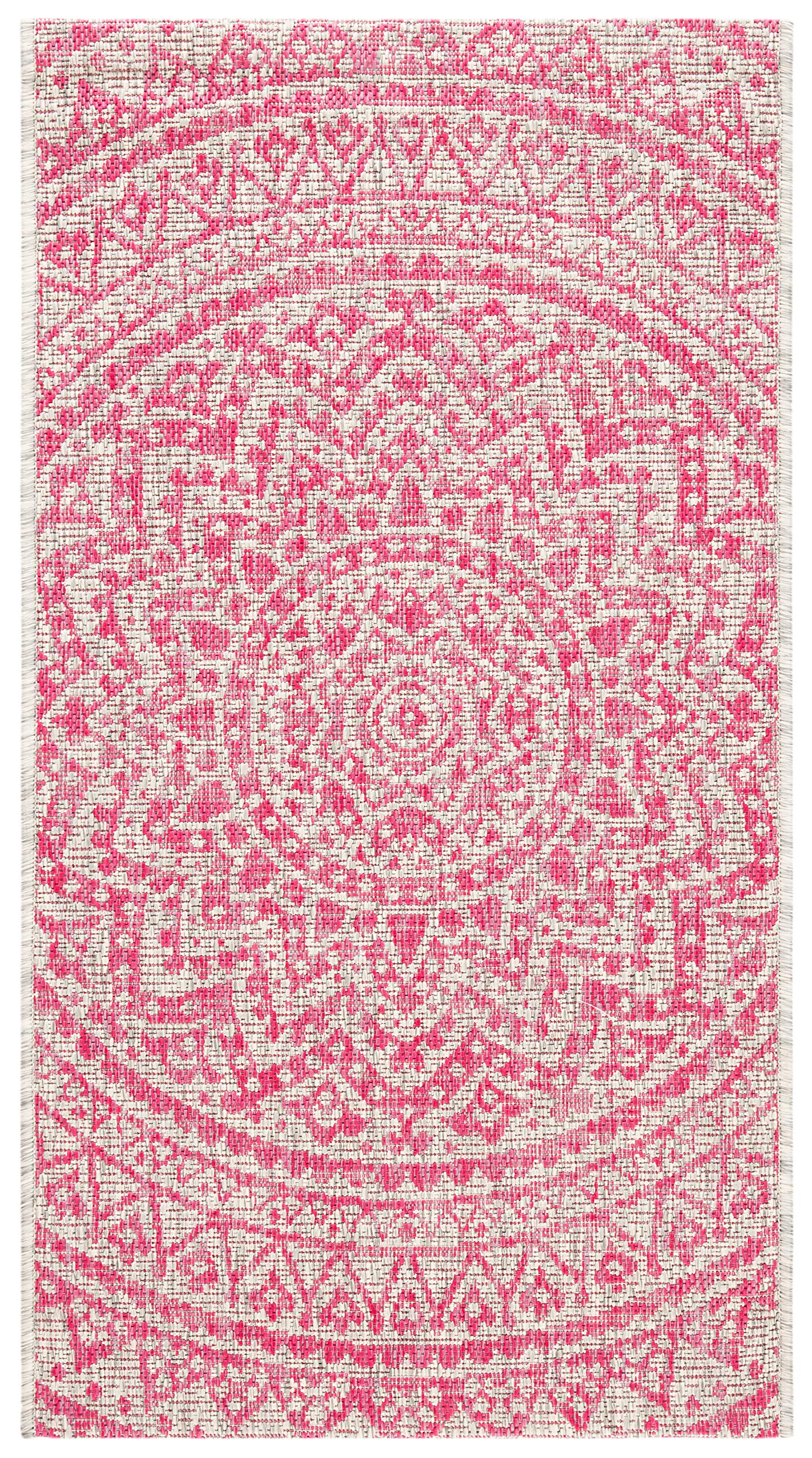 Safavieh Courtyard Collection 24' X 44.4' Light Grey/Fuchsia Cy8734 Indoor/ Outdoor Waterproof Easy Cleaning Patio Backyard Mudroom Accent Rug