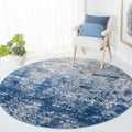 Safavieh Brentwood Collection 8 Round Grey/Navy BNT822G Modern Abstract Non-Shedding Area Rug