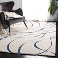 Safavieh Florida Shag Collection 8 Square Cream/Blue SG471 Abstract Wave Non-Shedding Living Room Bedroom 1.2-inch Thick Area R