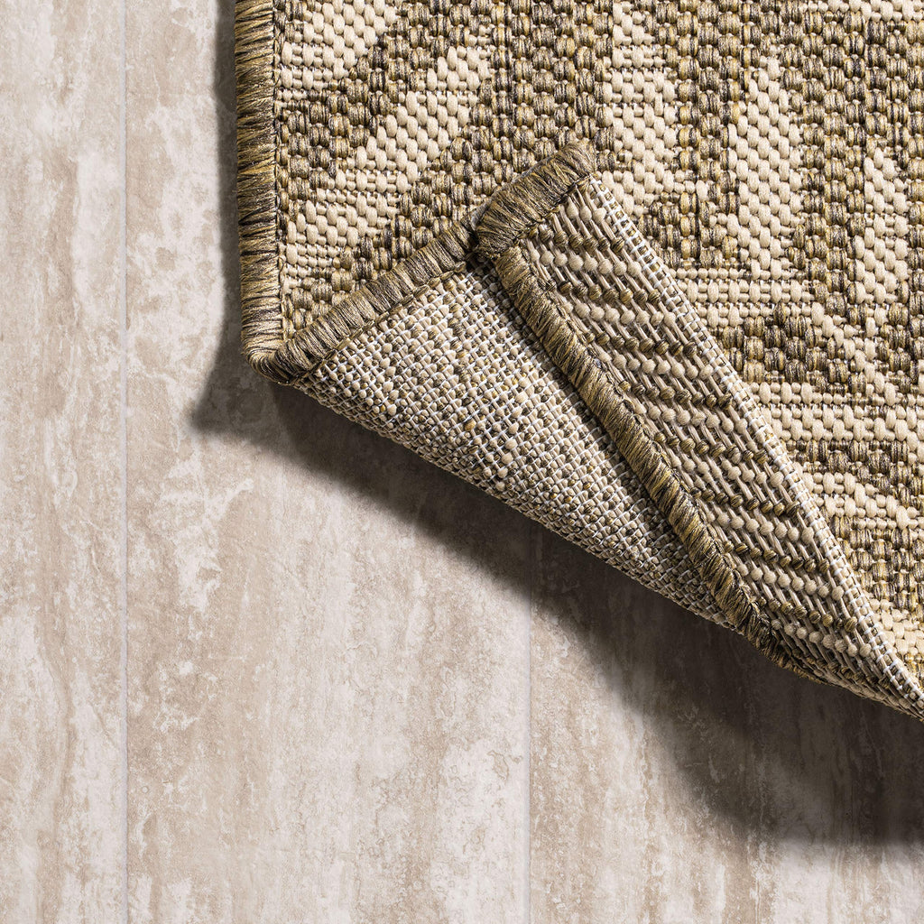 Jonathan Y Smb119A-210 Nevis Palm Frond Indoor Outdoor Area Rug Coastal Floral Easy Cleaning Bedroom Kitchen Backyard Patio Non Shedding, 2 X 10, Brown/Beige