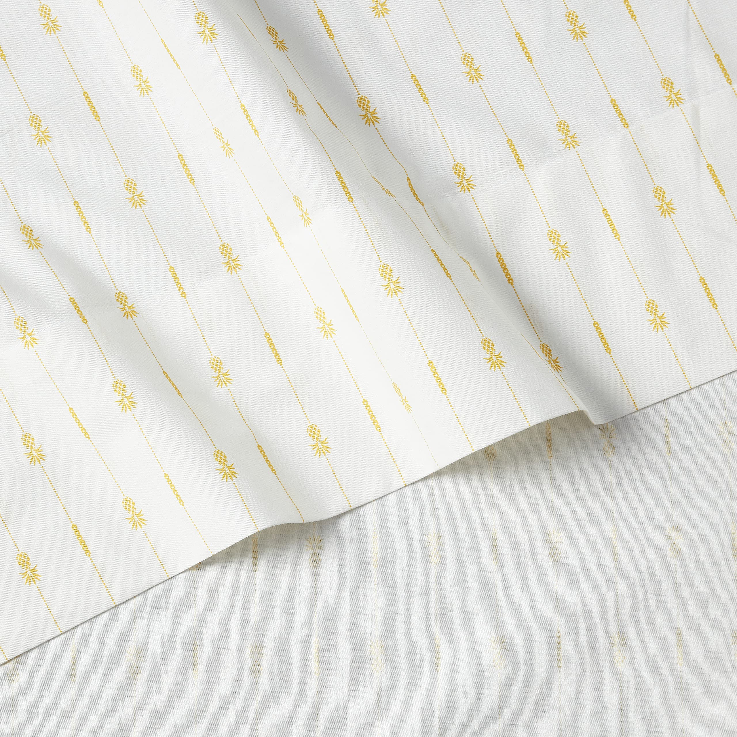 Tommy Bahama - King Sheets, Cotton Percale Bedding Set, Crisp & Cool, Stylish Home Decor (Pineapple Pinstripe Yellow, King)