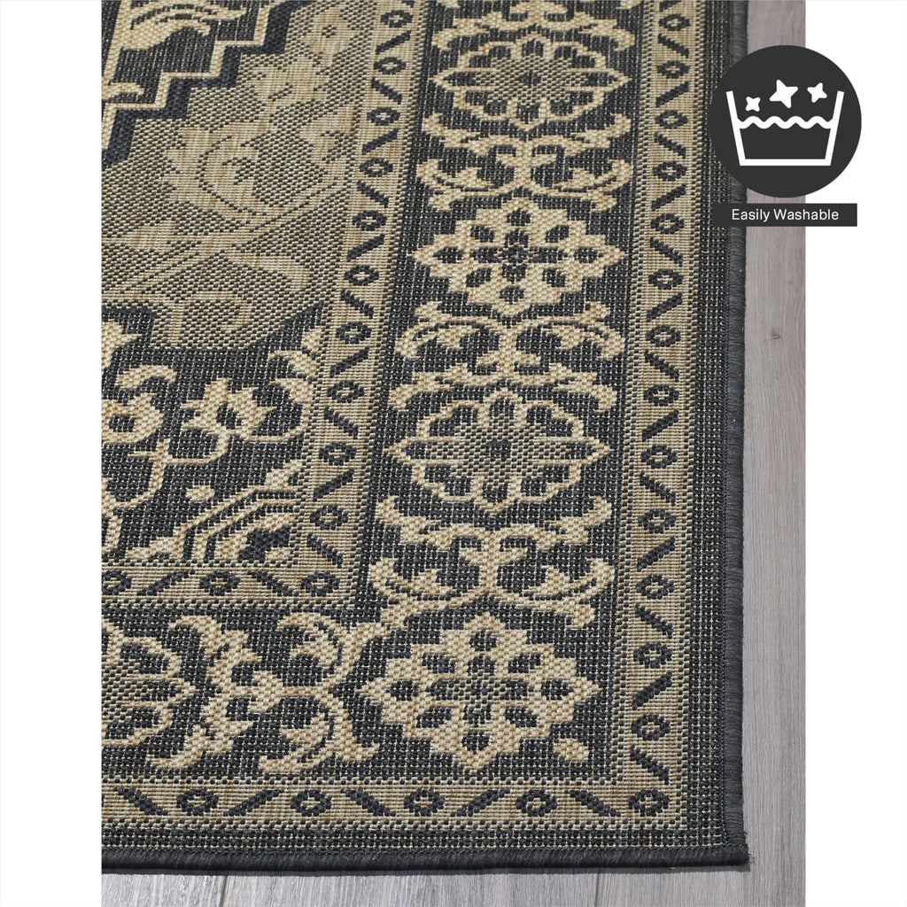 Fh Home Flat Woven Outdoor Rug - Waterproof, Easy To Clean, Stain Resistant - Premium Polypropylene Yarn - Vintage - Porch, Deck