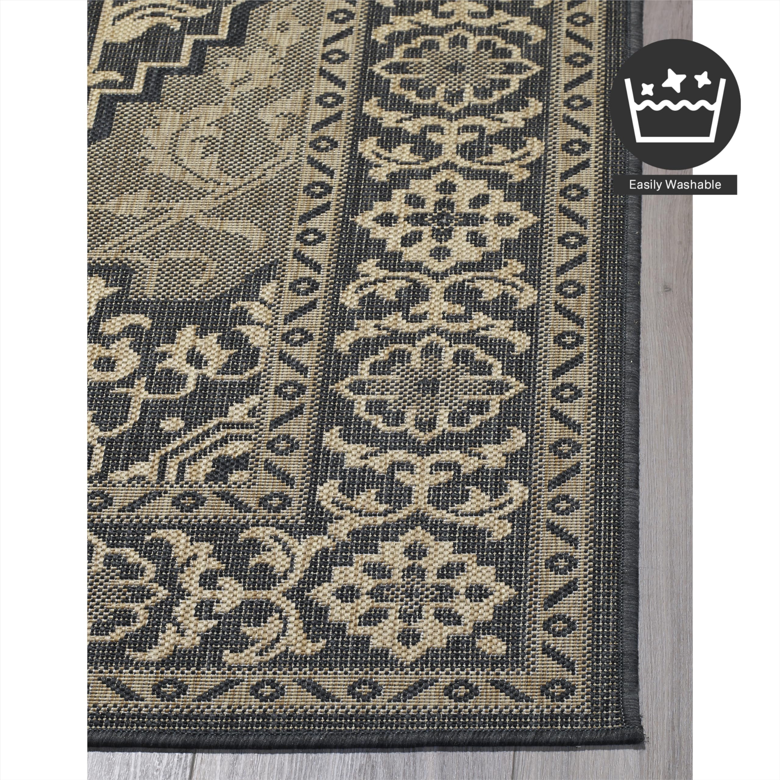 Fh Home Flat Woven Outdoor Rug - Waterproof, Easy To Clean, Stain Resistant - Premium Polypropylene Yarn - Vintage - Porch, Deck