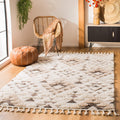SAFAVIEH Moroccan Tassel Shag Collection 11 Square Ivory/Brown MTS688A Boho Non-Shedding Living Room Dining Bedroom 2-inch Thic