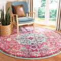SAFAVIEH Madison Collection 5 Round Fuchsia / Teal MAD447R Boho Chic Medallion Distressed Non-Shedding Dining Room Entryway Foy