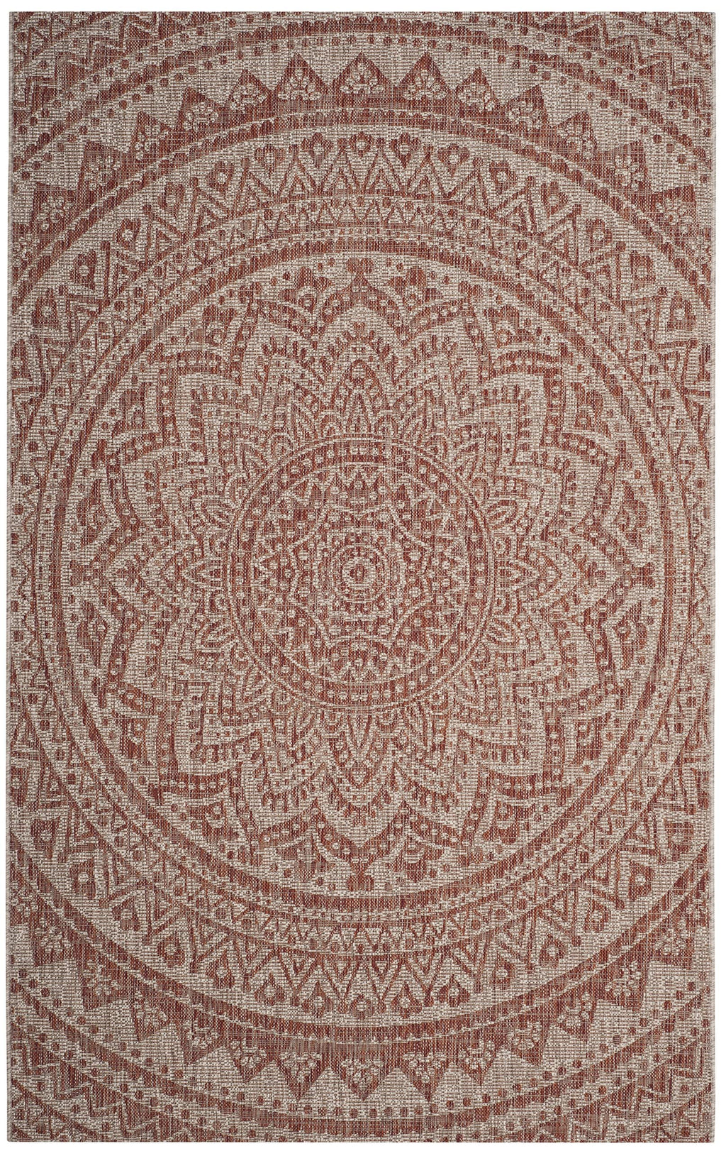 Safavieh Courtyard Collection 5'3' X 7'7' Light Beige/Terracotta Cy8734 Indoor/ Outdoor Waterproof Easy Cleaning Patio Backyard Mudroom Area Rug