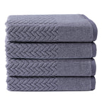 Texere 100% Organic Cotton Jacquard 650 GSM Premium Bath Towel Sets - Extra Absorbent Quick Dry and Plush (Cable, Excalibur, 4 B