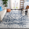 SAFAVIEH Madison Collection 53 Square Cream / Navy MAD603D Oriental Snowflake Medallion Distressed Non-Shedding Living Room Bed