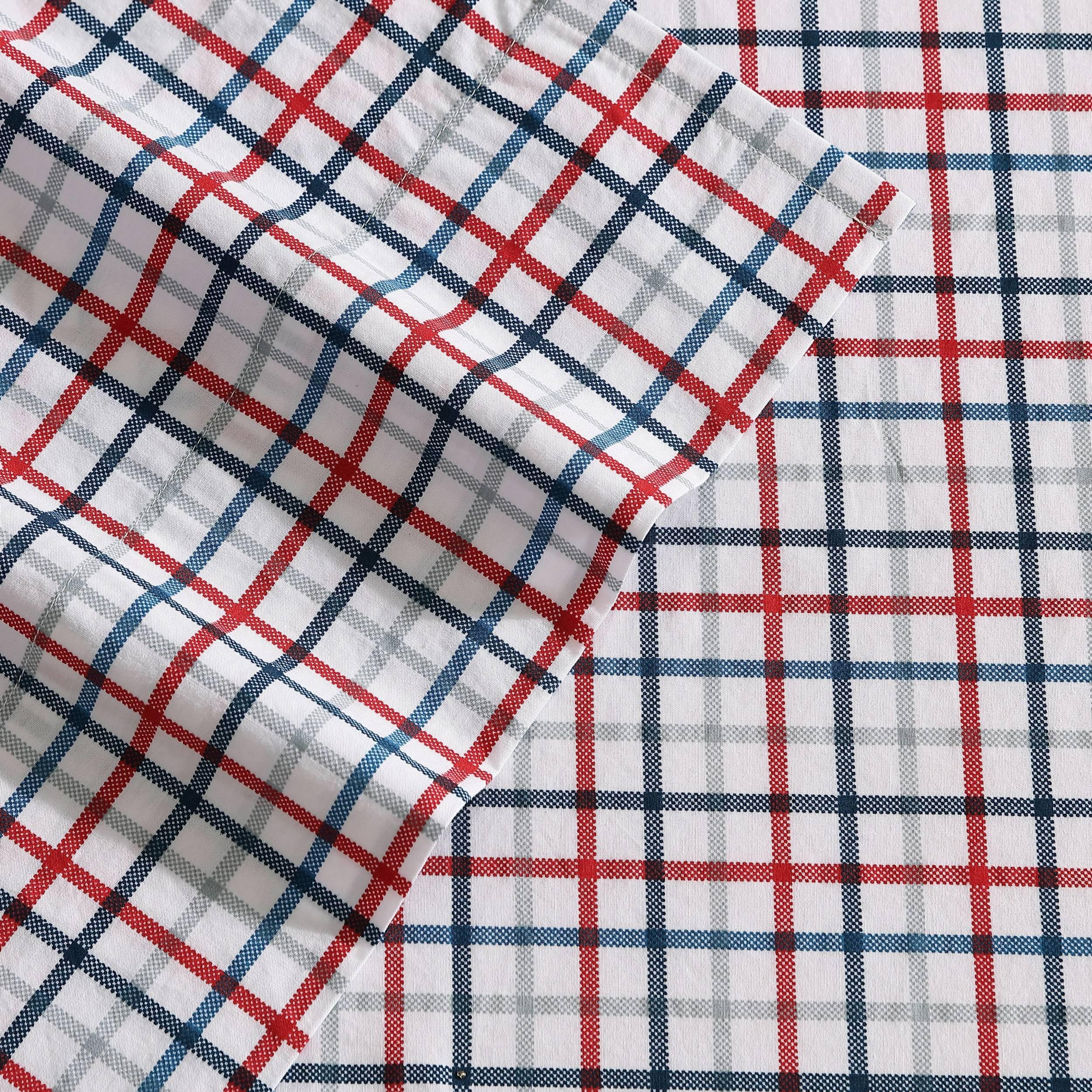 Nautica - Twin Xl Sheet Set, Cotton Percale Bedding Set, Crisp & Cool, Lightweight & Breathable (Boating Tattersall Red, Twin Xl)