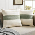 Zeemart 2 Packs Cotton Boho Throw Pillow Covers 18X18 Inch Contrast Green, Soft Farmhouse Decorative Couch Pillow Cases Sage Gre