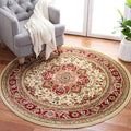 SAFAVIEH Lyndhurst Collection Area Rug - 53 Round, Ivory & Red, Traditional Oriental Design, Non-Shedding & Easy Care, Ideal fo