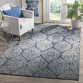 SAFAVIEH Madison Collection Area Rug - 53 x 76, Navy & Silver, Glam Ogee Trellis Distressed Design, Non-Shedding & Easy Care, 
