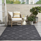 Nourison Easy Care Moroccan Charcoal/Black 5' X 7' Area Rug, Trellis, Easy Cleaning, Non Shedding, Bed Room, Living Room, Dining Room, Backyard, Deck, Patio (5X7)