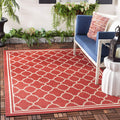 SAFAVIEH Courtyard Collection 4 Square Red/Bone CY6918 Trellis Indoor/ Outdoor Waterproof Easy-Cleaning Patio Backyard Mudroom 