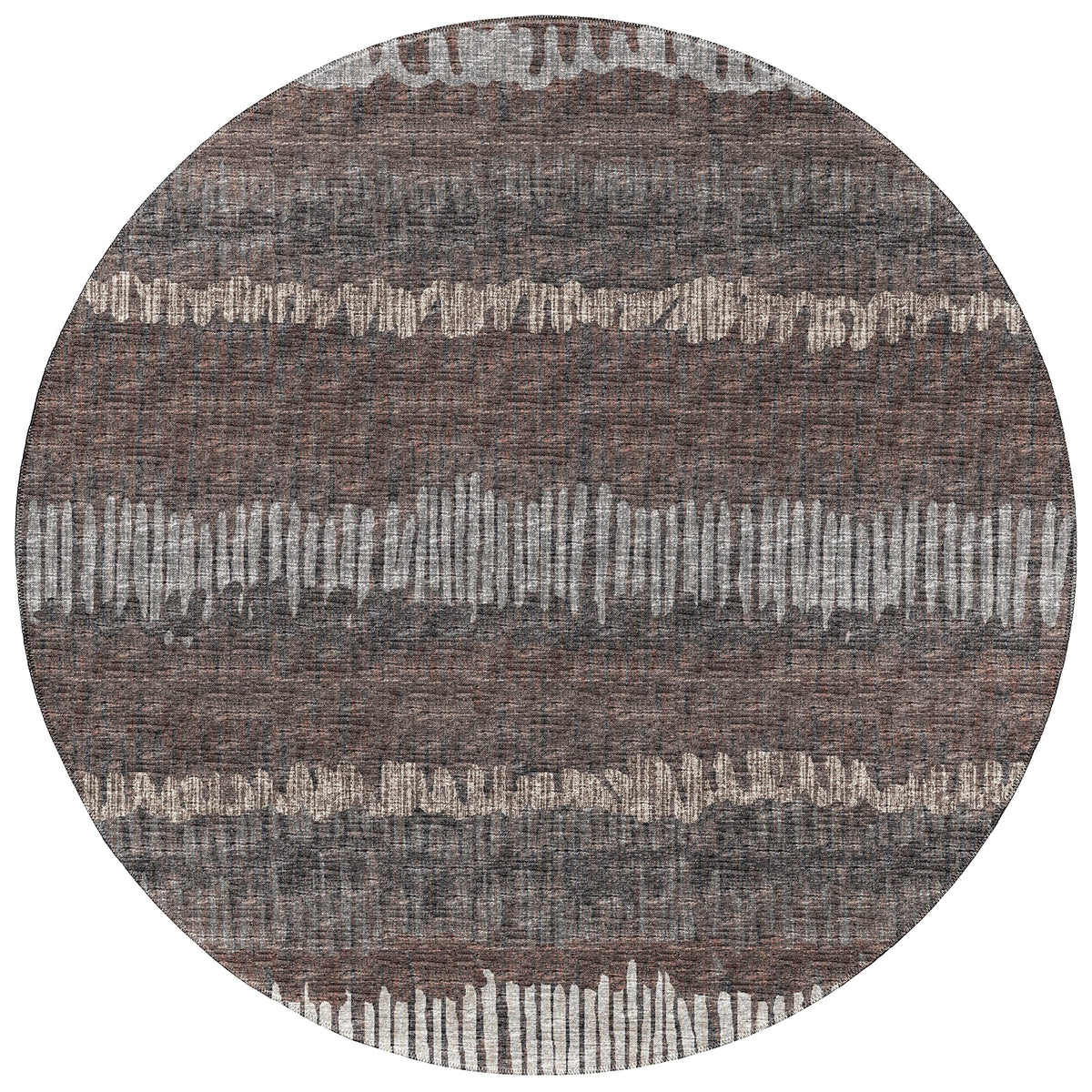 Addison Rugs Rylee Ary34 Brown Washable 8' X 8' Indoor Outdoor Round Rug, Easy Clean, Machine Washable, Non Shedding, Bedroom, Entry, Living Room, Dining Room, Kitchen, Patio Rug