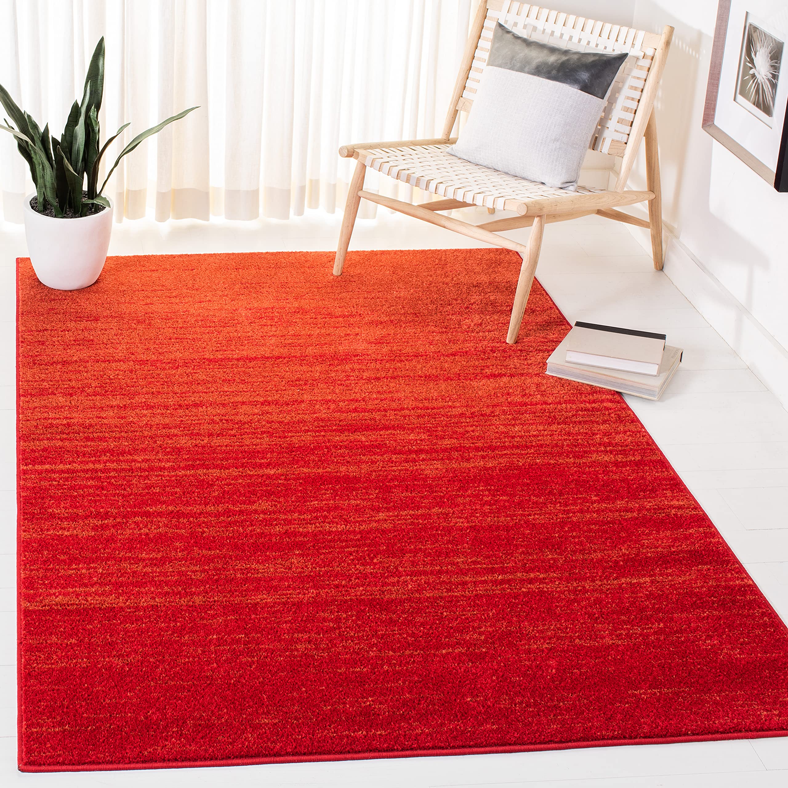SAFAVIEH Adirondack Collection Area Rug - 6 x 9, Red & Grey, Modern Ombre Design, Non-Shedding & Easy Care, Ideal for High Tra