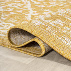 Jonathan Y Smb104G-5 Malta Bohemian Medallion Textured Weave Indoor Outdoor Area-Rug, Coastal Traditional Transitional Easy-Cleaning,Bedroom,Kitchen,Backyard,Patio,Non Shedding, 5 X 8, Yellow/Cream