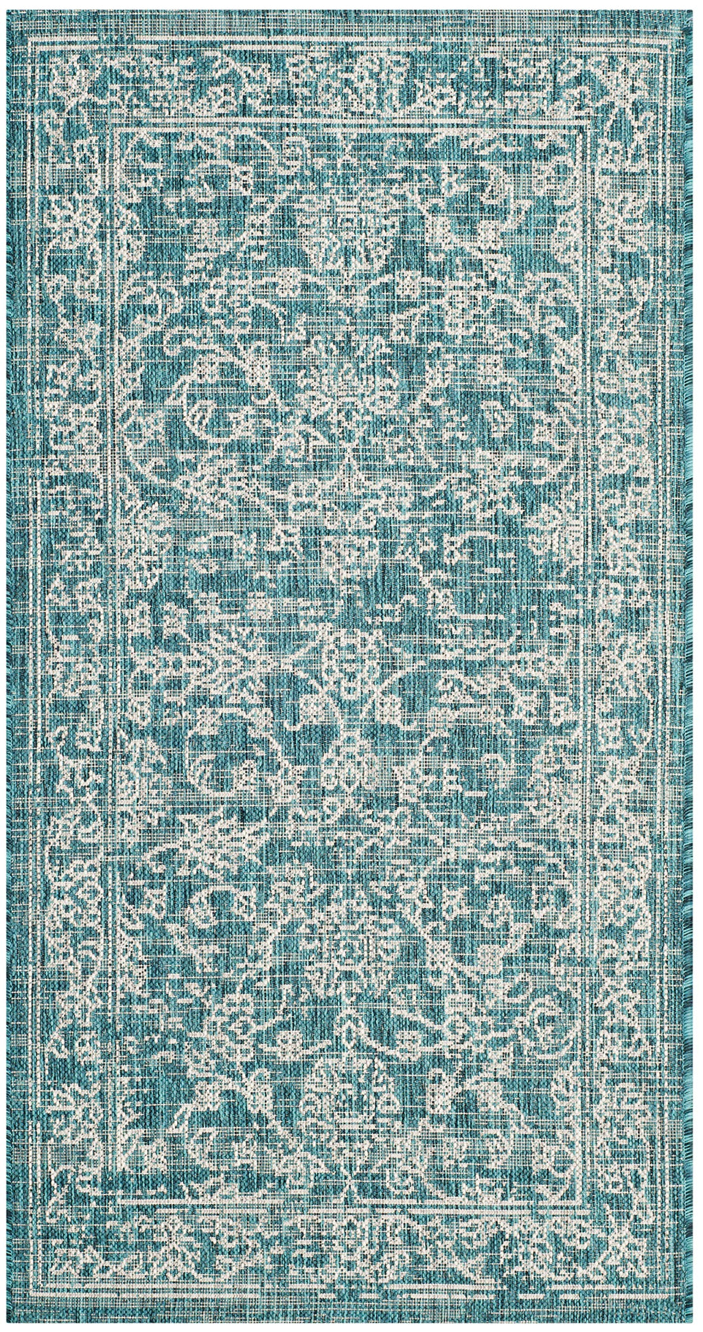 Safavieh Courtyard Collection Accent Rug - 2'3' X 5', Turquoise, Non-Shedding & Easy Care, Indoor/Outdoor & Washable-Ideal For Patio, Backyard, Mudroom (Cy8680-37221)