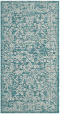 Safavieh Courtyard Collection Accent Rug - 2'3' X 5', Turquoise, Non-Shedding & Easy Care, Indoor/Outdoor & Washable-Ideal For Patio, Backyard, Mudroom (Cy8680-37221)