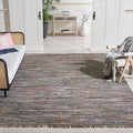SAFAVIEH Rag Rug Collection Area Rug - 10 x 14, Rust & Multi, Handmade Boho Stripe Cotton, Ideal for High Traffic Areas in Liv