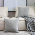 Home Brilliant 2 Packs Decor Soft Decorative Striped Corduroy Velvet Square Throw Pillow Sofa Cushion Covers For Couch, 50Cm, 20