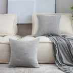 Home Brilliant 2 Packs Decor Soft Decorative Striped Corduroy Velvet Square Throw Pillow Sofa Cushion Covers For Couch, 50Cm, 20