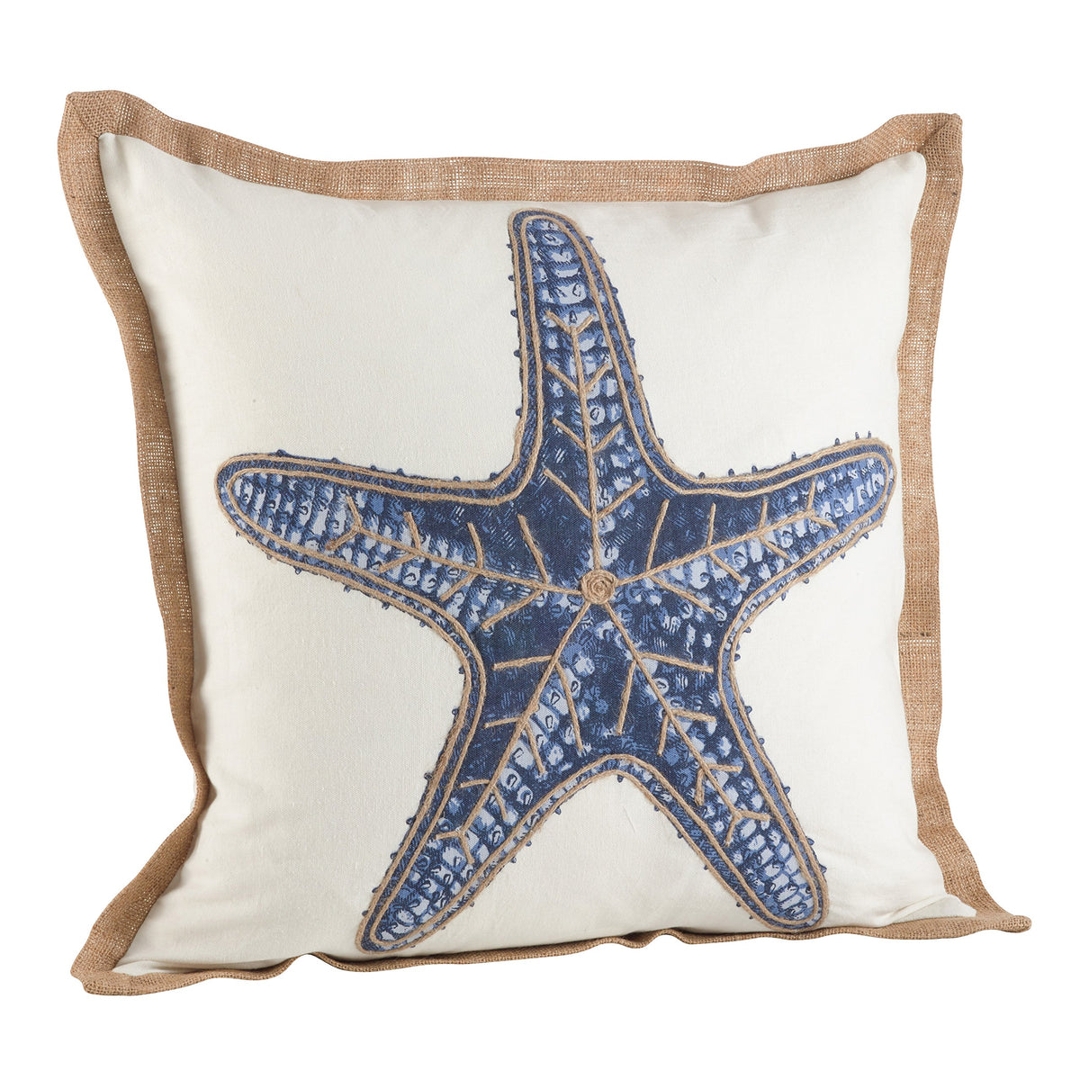 Saro Lifestyle 5433.Nb20S Nautical Star Fish Print Down Filled Throw Pillow, Navy Blue, 20'