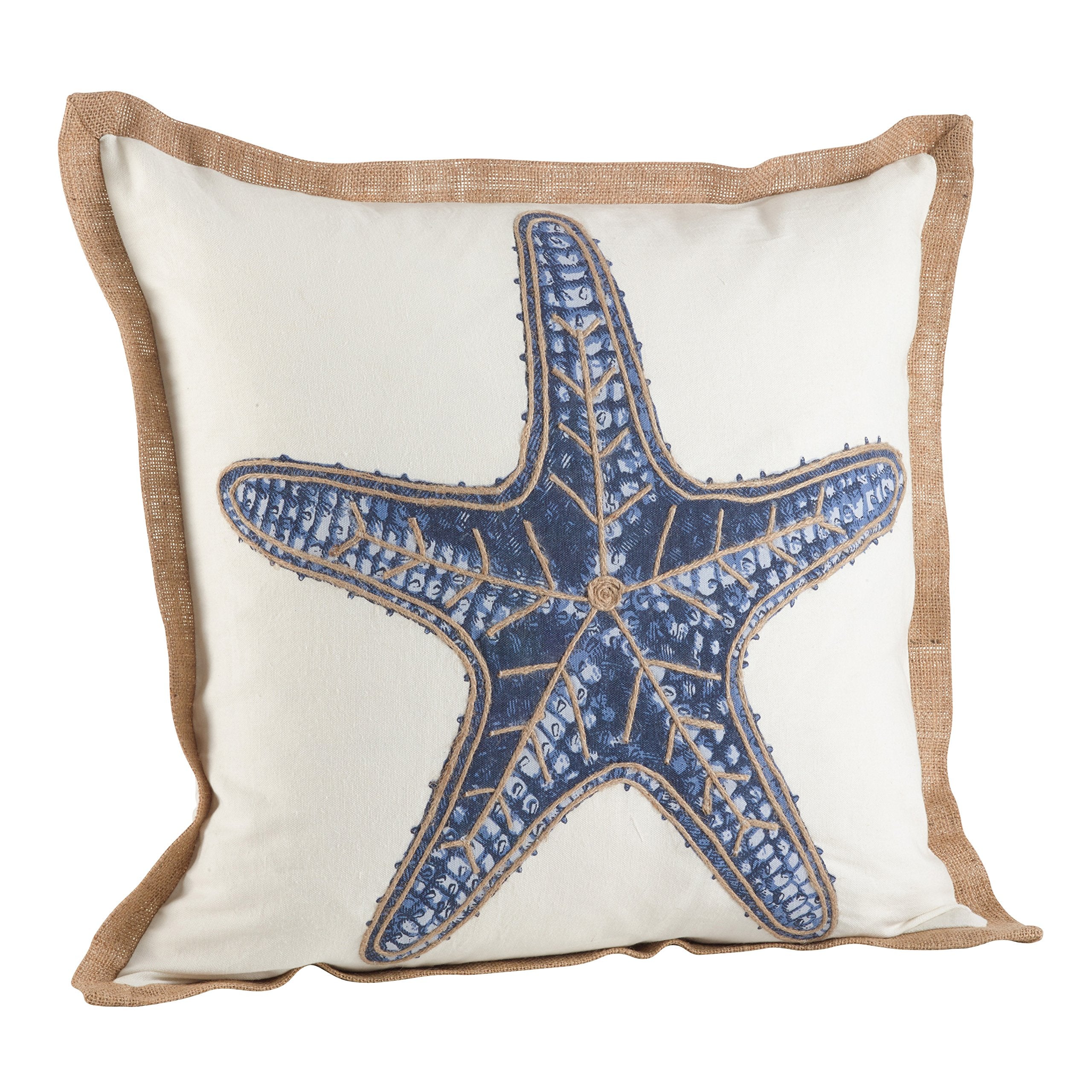 Saro Lifestyle 5433.Nb20S Nautical Star Fish Print Down Filled Throw Pillow, Navy Blue, 20'