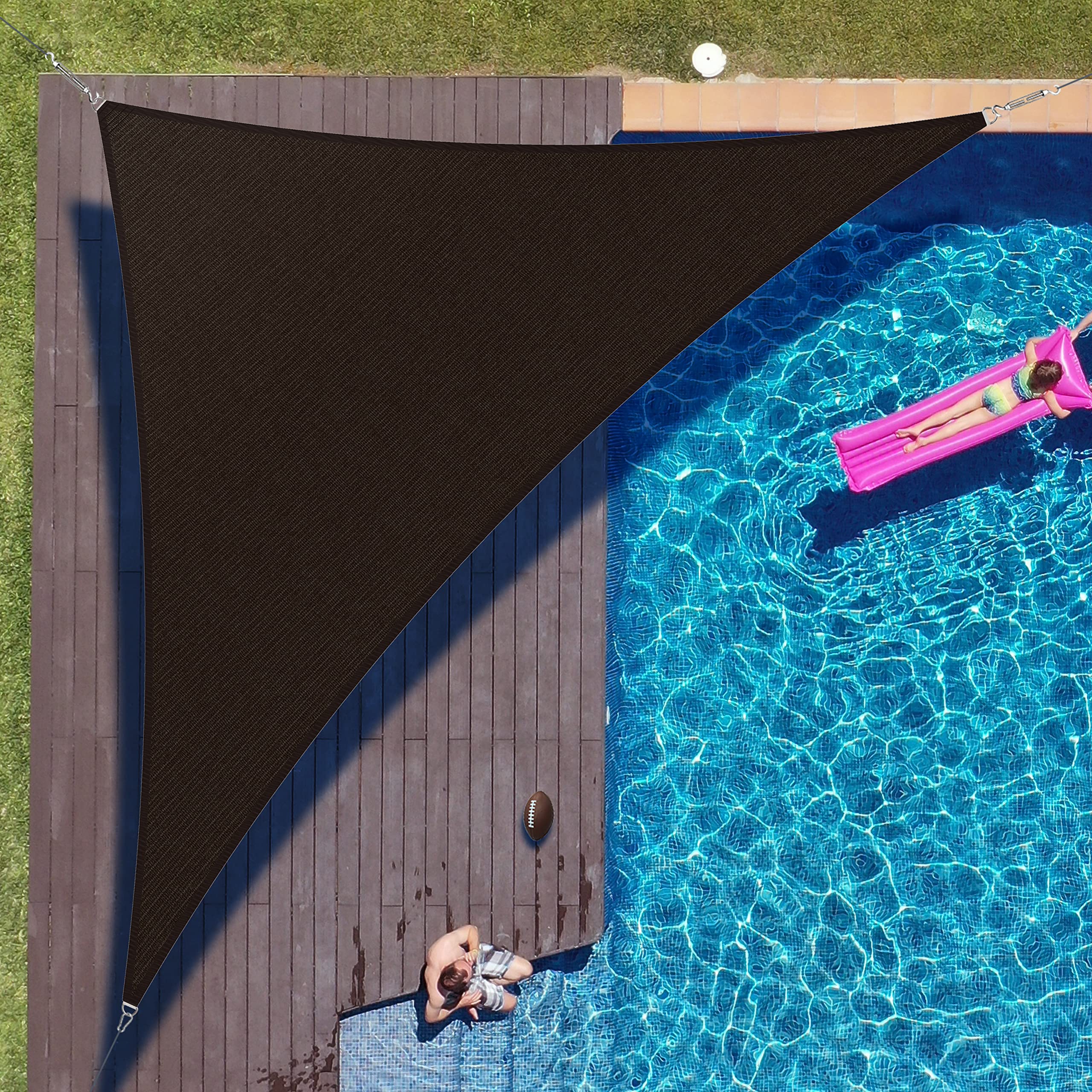 Colourtree 20' X 20' X 28.3' Brown Right Triangle Ctaprt20 Sun Shade Sail Canopy Mesh Fabric Uv Block Upf50 - Commercial Heavy D