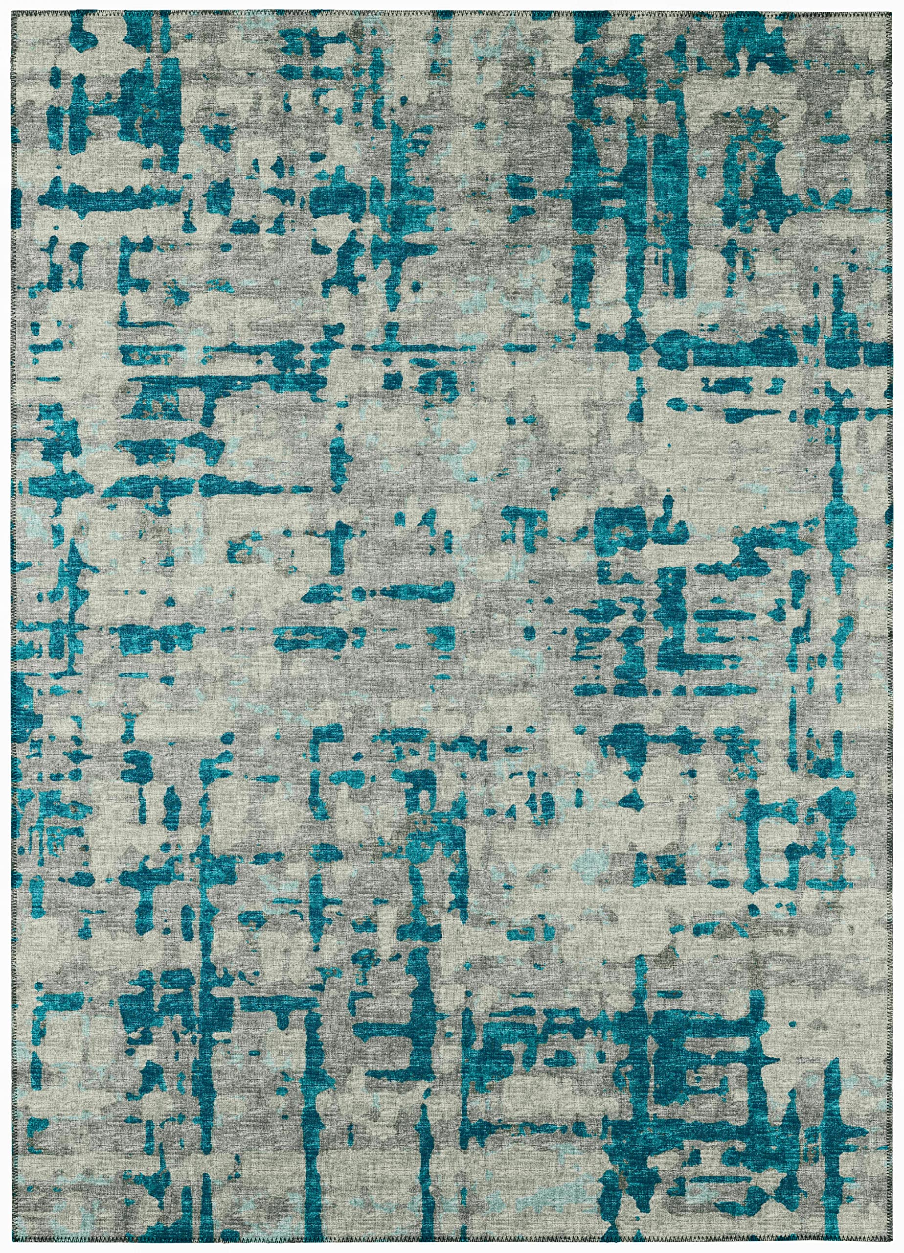 Addison Rugs Bravado Abv35 Peacock Washable 3' X 5' Indoor Outdoor Area Rug, Easy Clean, Machine Washable, Non Shedding, Bedroom, Entry, Living Room, Dining Room, Kitchen, Patio Rug