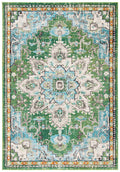 SAFAVIEH Madison Collection Accent Rug - 22 x 4, Green & Turquoise, Medallion Distressed Design, Non-Shedding & Easy Care, Ide