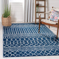 SAFAVIEH Tulum Collection 8 Square Navy/Ivory TUL270N Moroccan Boho Distressed Non-Shedding Living Room Dining Bedroom Area Rug
