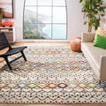 SAFAVIEH Amsterdam Collection Area Rug - 8' Square, Ivory & Multi, Moroccan Boho Design, Non-Shedding & Easy Care, Ideal for Hig