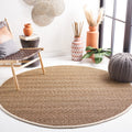 Safavieh Natural Fiber Collection 4 Round Ivory NF115J Border Herringbone Seagrass Area Rug