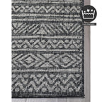 Fh Home Flat Woven Outdoor Rug - Waterproof, Easy To Clean, Stain Resistant - Premium Polypropylene Yarn - Striped Boho - Large