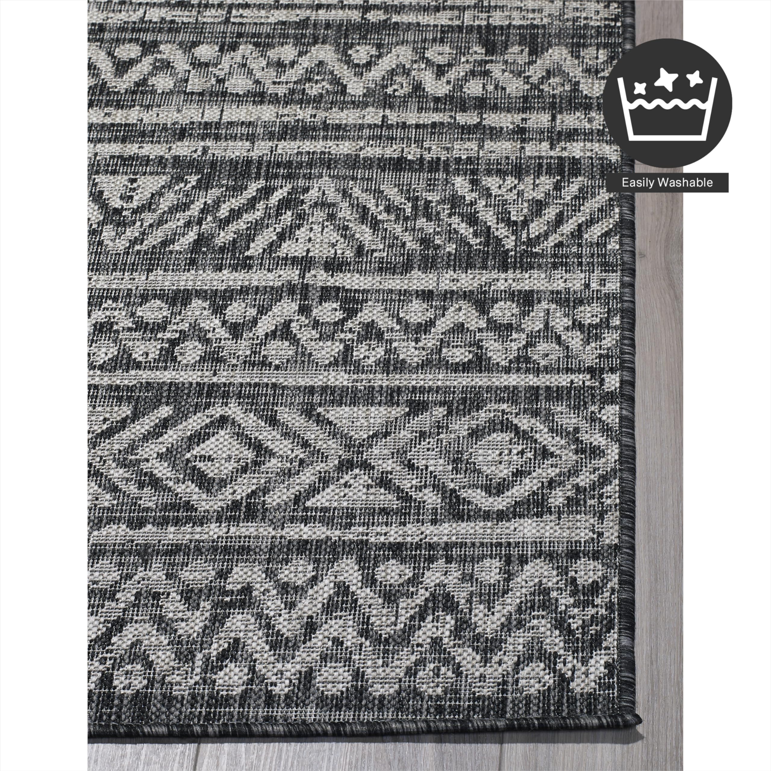 Fh Home Flat Woven Outdoor Rug - Waterproof, Easy To Clean, Stain Resistant - Premium Polypropylene Yarn - Striped Boho - Large