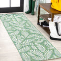 Jonathan Y Smb119G-28 Nevis Palm Frond Indoor Outdoor Area Rug, Coastal Casual Country & Floral Easy Cleaning,Bedroom,Kitchen,Backyard,Patio,Non Shedding, Cream/Green, 2 X 8