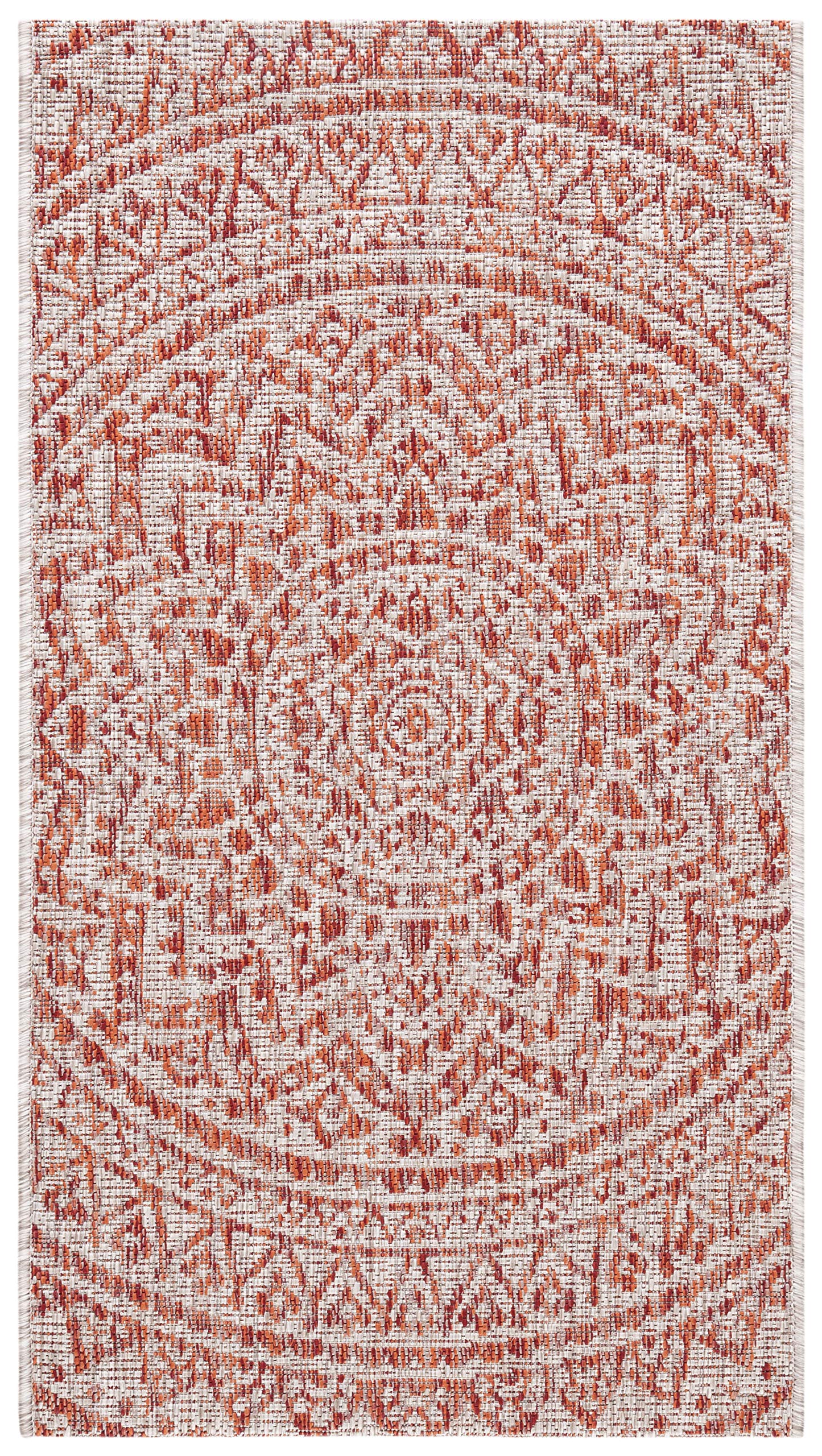 Safavieh Courtyard Collection Accent Rug - 2'3' X 5', Light Beige & Terracotta, Non-Shedding & Easy Care, Indoor/Outdoor & Washable-Ideal For Patio, Backyard, Mudroom (Cy8734-36512)