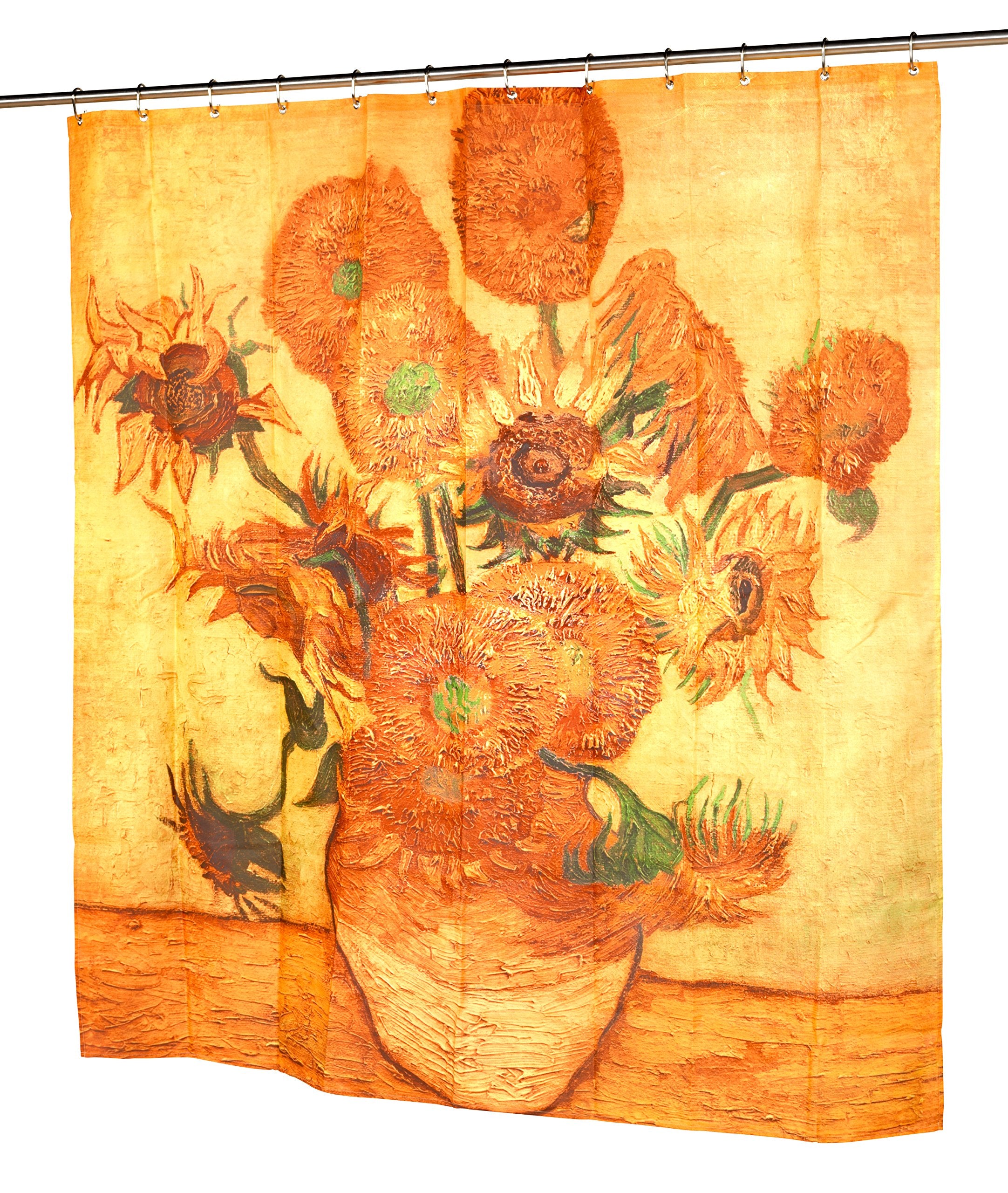 Carnation Home Fashions Sunflowers Fabric Shower Curtain, 72'Lx70'W