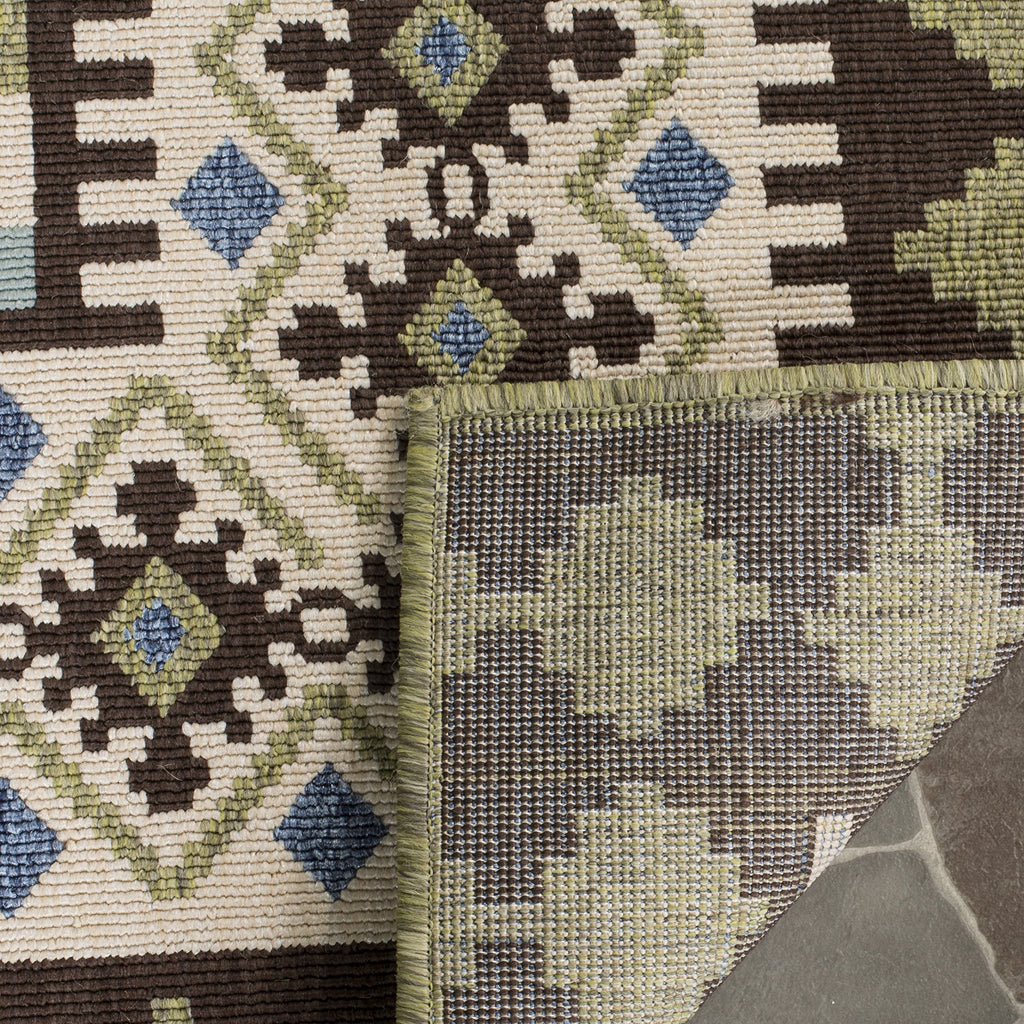 Safavieh Veranda Collection Area Rug - 6'7' X 9'6', Chocolate & Green, Boho Design, Non-Shedding & Easy Care, Indoor/Outdoor & Washable-Ideal For Patio, Backyard, Mudroom (Ver099-0624)