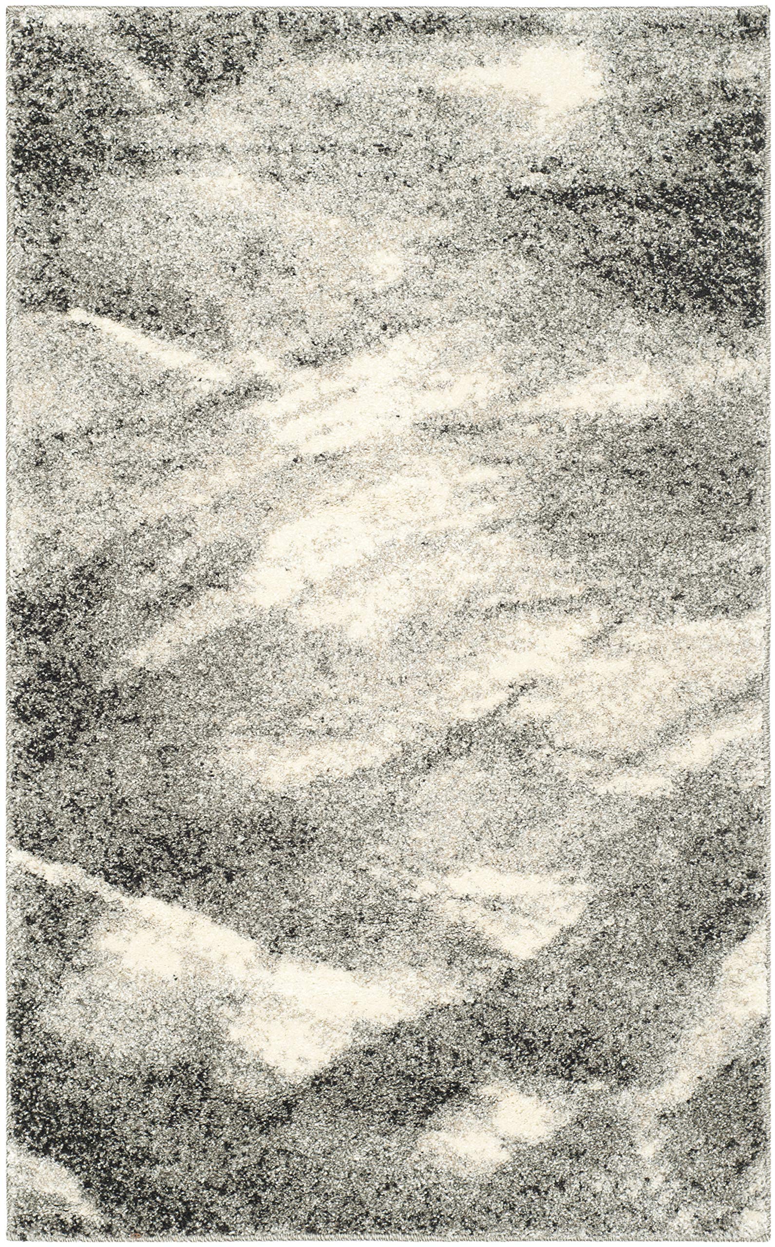 SAFAVIEH Retro Collection Accent Rug - 26 x 4, Grey & Ivory, Modern Abstract Design, Non-Shedding & Easy Care, Ideal for High 