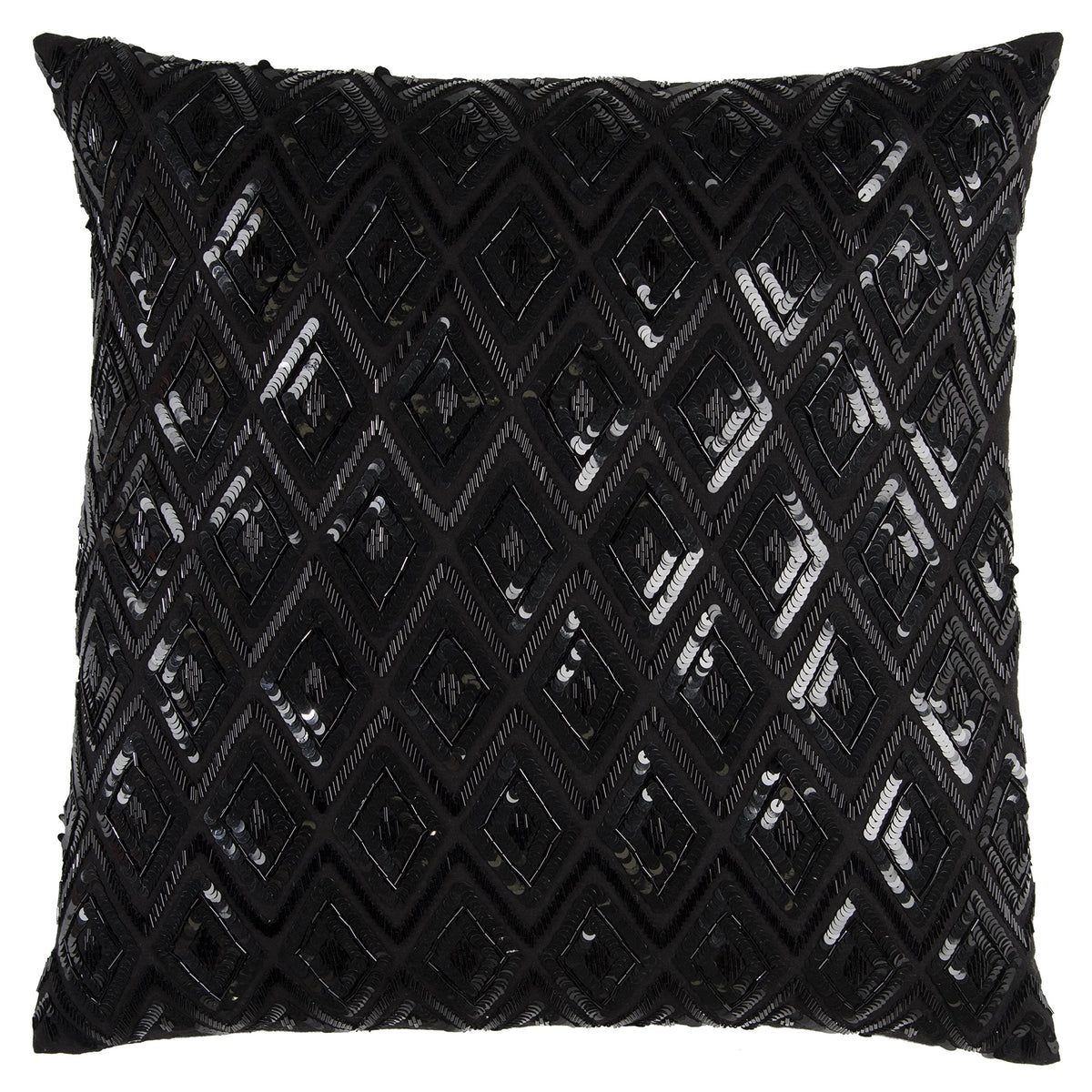 Rizzy Home | T11166 | Poly Fill Decorative Pillow | 20&quot;x20&quot; Black/Metallic/Geometric