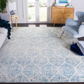 SAFAVIEH Madison Collection Area Rug - 8 x 10, Cream & Turquoise, Glam Ogee Trellis Distressed Design, Non-Shedding & Easy Car
