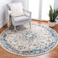 SAFAVIEH Madison Collection Area Rug - 8 Round, Ivory & Grey, Boho Chic Medallion Distressed Design, Non-Shedding & Easy Care, 