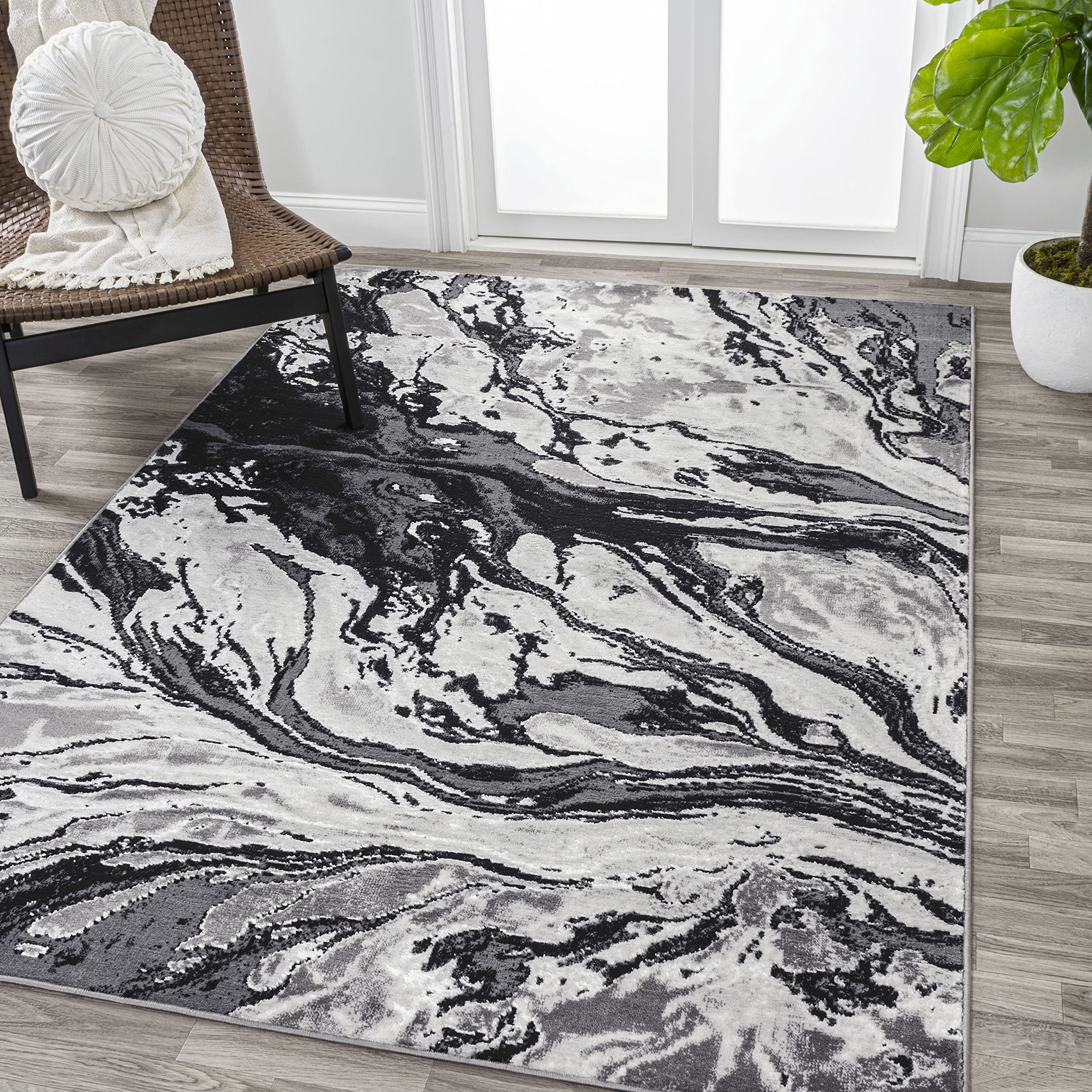 JONATHAN Y SOR203E-5 Swirl Marbled Abstract Indoor Area-Rug, Casual, Contemporary, Transitional Easy-Cleaning,Bedroom,Kitchen,Li