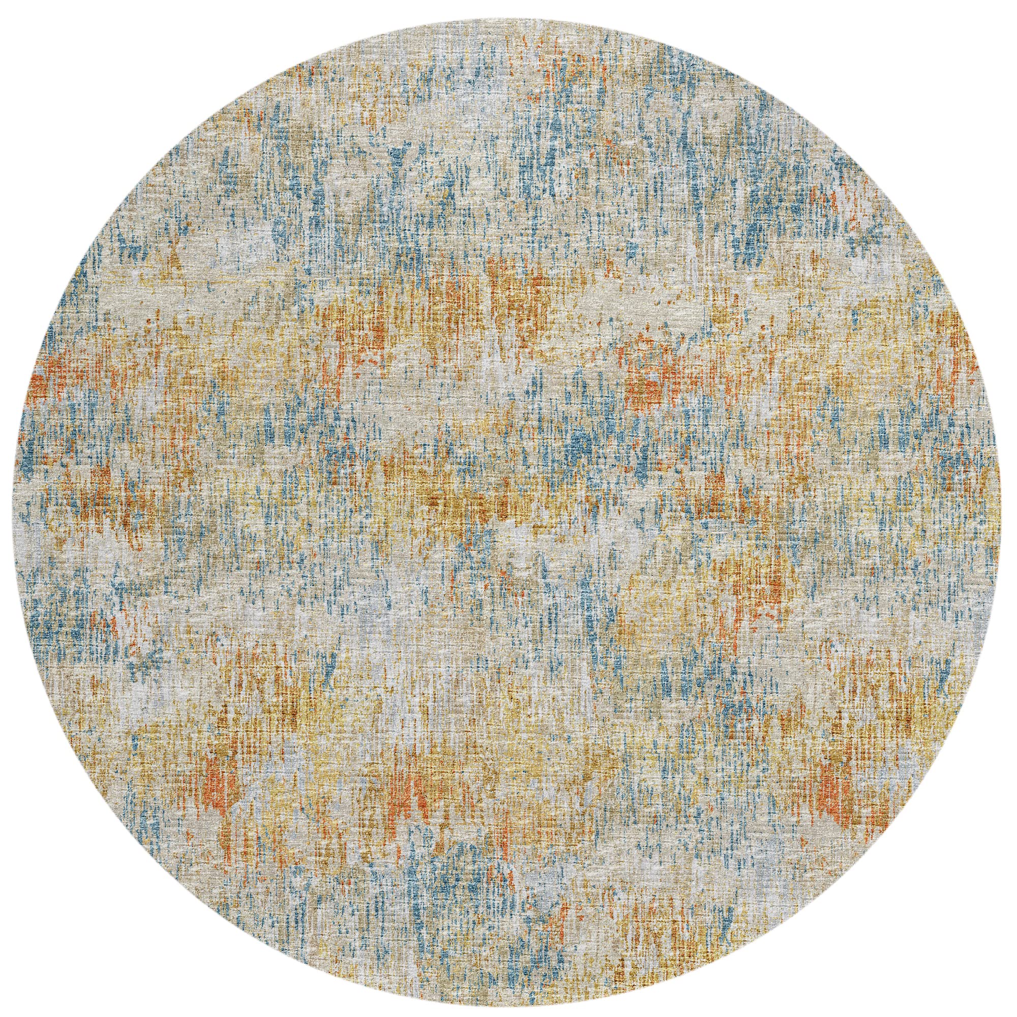 Addison Rugs Indoor/Outdoor Accord Aac31 Gilded Washable 8' X 8' Indoor Outdoor Round Rug, Easy Clean, Machine Washable, Non Shedding, Bedroom, Living Room, Dining Room, Kitchen, Patio Rug