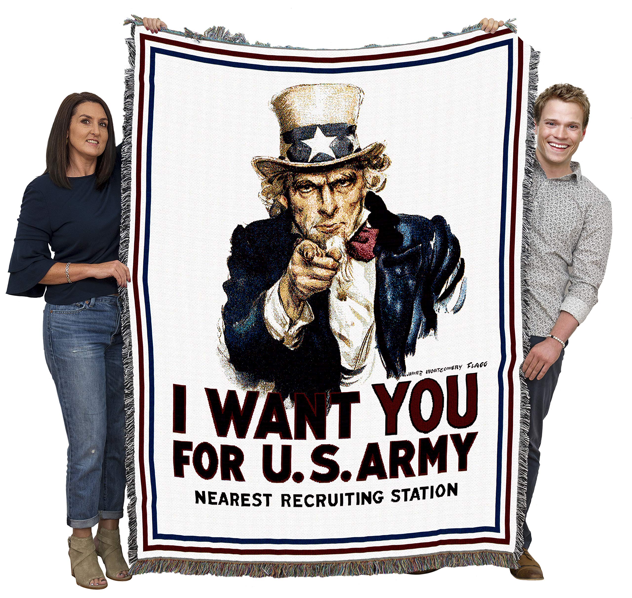 Pure Country Weavers Us Army World War 1 Vintage Uncle Sam Recruiting Poster Blanket - Gift Military Tapestry Throw Woven From C