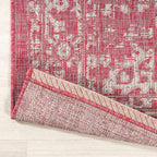 Jonathan Y Smb104E-5Sq Malta Bohemian Medallion Textured Weave Indoor Outdoor Area Rug,Coastal,Traditional,Transitional Easy Clean,Bedroom,Kitchen,Backyard,Patio,Non-Shed,Fuchsia/Light Gray,5' Square