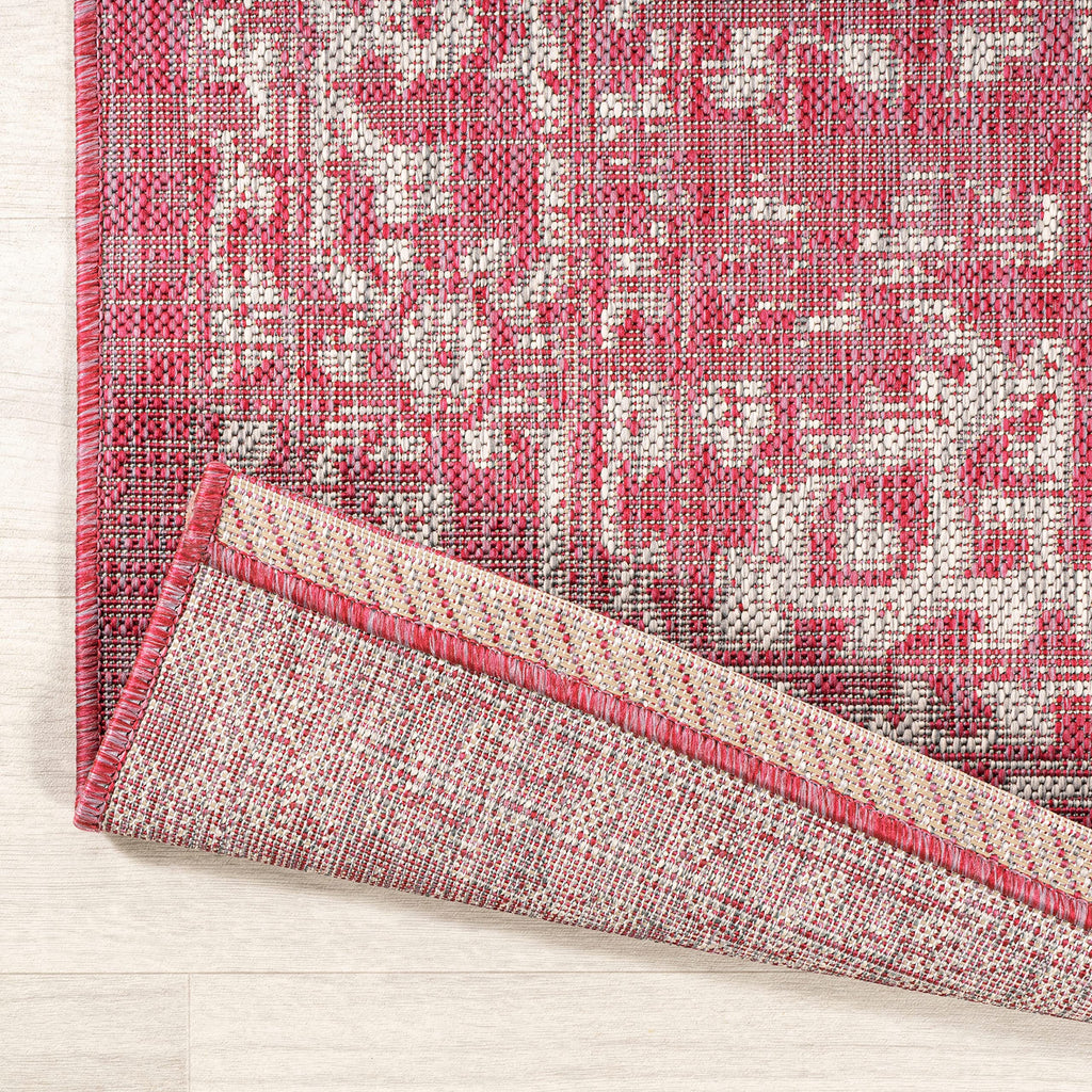 Jonathan Y Smb104E-210 Malta Bohemian Medallion Textured Weave Indoor Outdoor Area Rug, Coastal,Traditional,Transitional Easy Clean,Bedroom,Kitchen,Backyard,Patio,Non-Shed, Fuchsia/Light Gray, 2 X 10